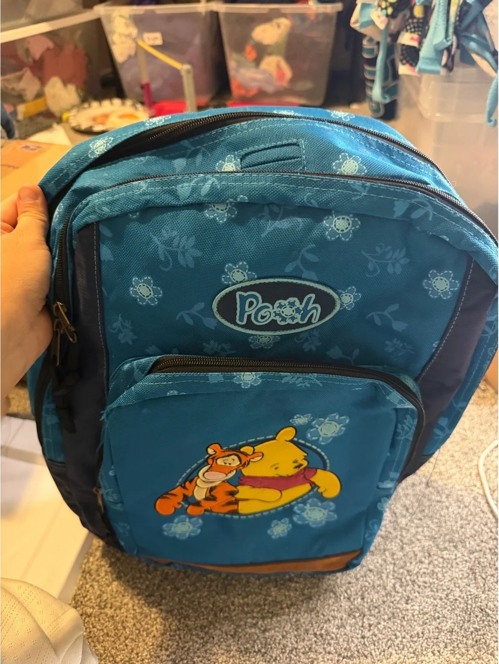 Vintage Disney Winnie the Pooh and Tigger Blue Backpack